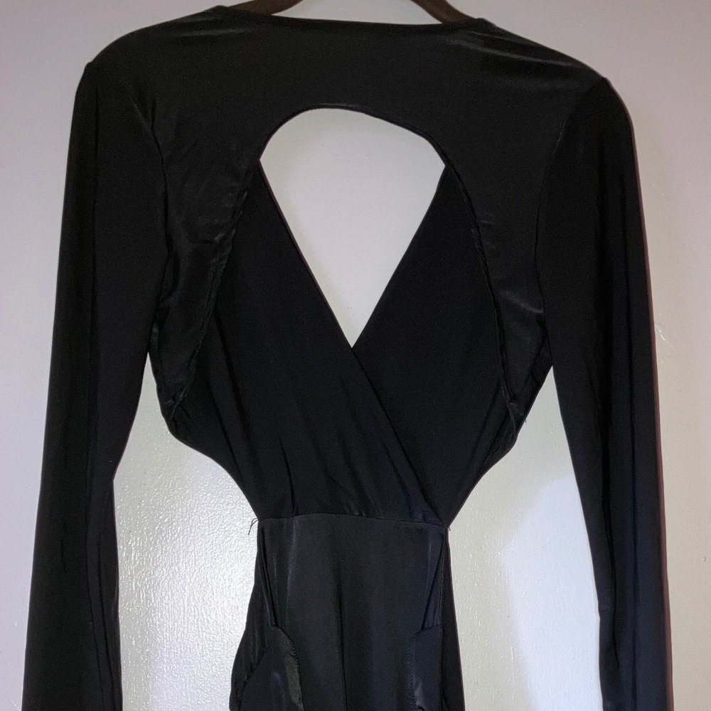 Sexy Black Open Back Midi Dress